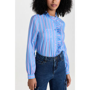 Baum Und Pfedergarten 'Maceo' Blue Striped Print Long Sleeve Top Size 36